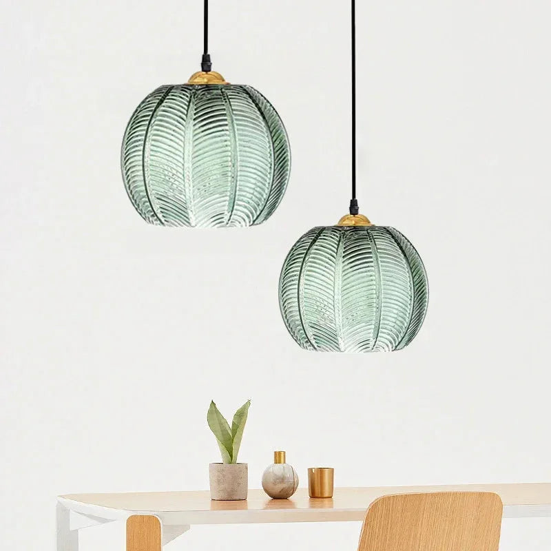 Gaia Boho Tropical Palm Leaf Glass Pendant Light – ateas…