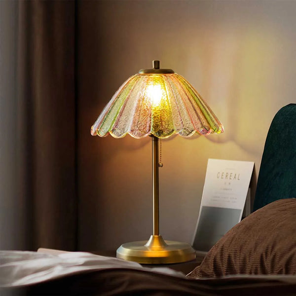 Saga Vintage Art Deco Colored Glass Brass Table Lamp